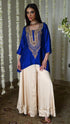 Rangeela blue begum kurta with deep ivory gharara