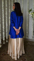 Rangeela blue begum kurta with deep ivory gharara
