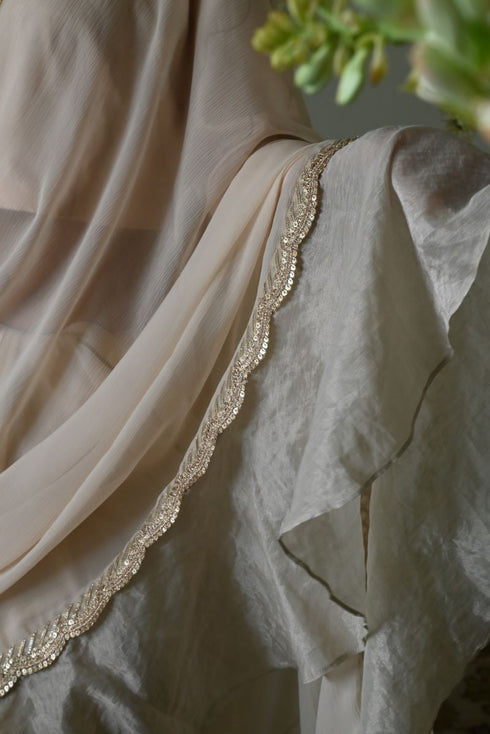 Rangeela deep ivory alia chiffon sari