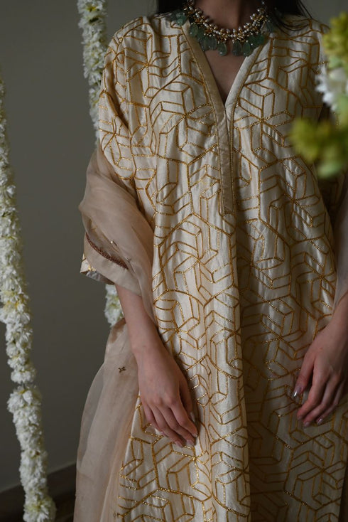 Rangeela deep ivory octa kaftan with nandini dhoti pants