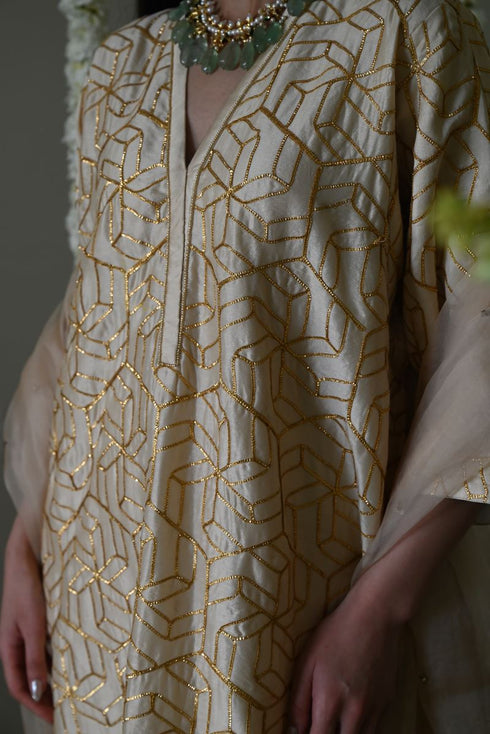 Rangeela deep ivory octa kaftan with nandini dhoti pants