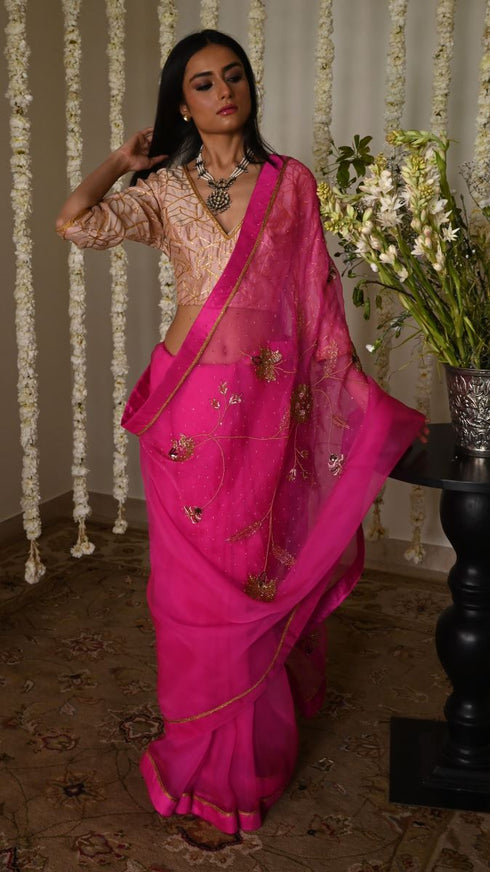 Rangeela hot pink jahan ara sari