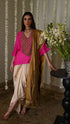Rangeela hot pink noor tunic with deep ivory cowl skirt