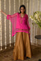 Rangeela hot pink short waheeda kaftan with gold tissue gharara