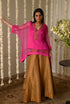 Rangeela hot pink short waheeda kaftan with gold tissue gharara