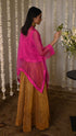 Rangeela hot pink short waheeda kaftan with gold tissue gharara