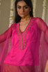 Rangeela hot pink short waheeda kaftan with gold tissue gharara