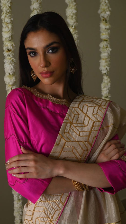Rangeela hot pink silk suchi blouse