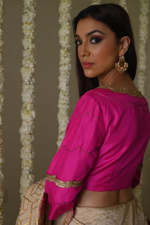 Rangeela hot pink silk suchi blouse