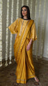 Rangeela ochre desi girl sari with batwing blouse