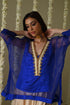 Rangeela royal blue short waheeda kaftan with deep ivory cowl palazzo