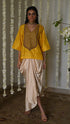 Rangeela yellow noor tunic with deep ivory cowl skirt