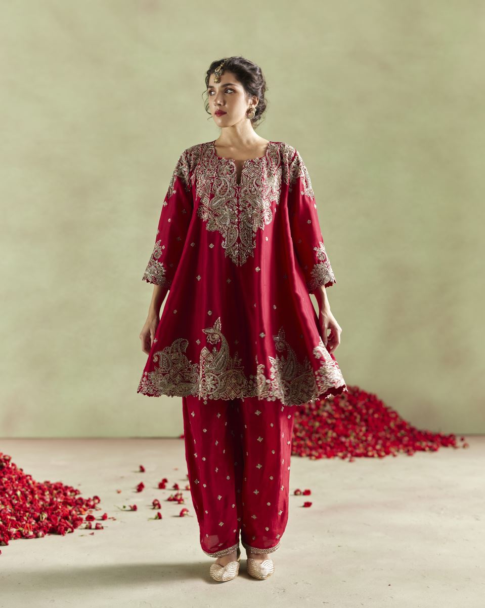 short anarkali dress designs Black Ajrak Short Anarkali Dress Designer In Pure Silk