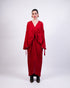 Red coin embroidered knotted kaftan