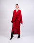Red coin embroidered knotted kaftan