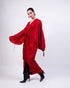 Red coin embroidered knotted kaftan