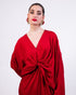 Red coin embroidered knotted kaftan
