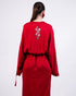 Red coin embroidered knotted kaftan