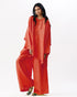 Red short boxy kurta with broad pants