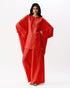 Red short boxy kurta with broad pants