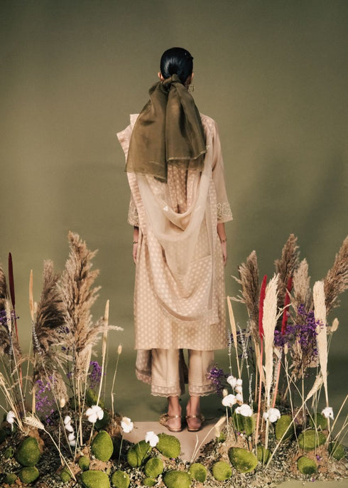 Resonance beige banarasi brocade tunic set