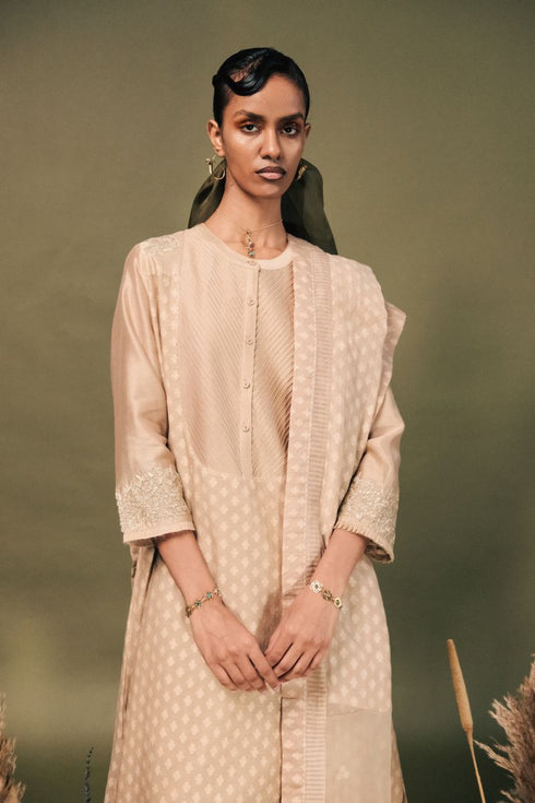 Resonance beige banarasi brocade tunic set