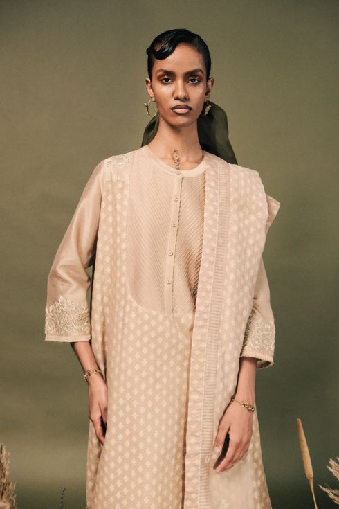 Resonance beige banarasi brocade tunic set