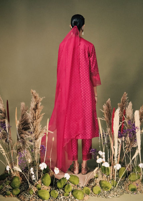 Resonance fuchsia pink banarasi brocade tunic set