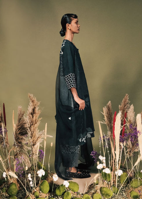 Resonance indigo double layer tunic set