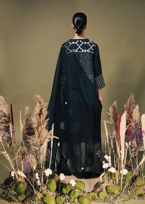 Resonance indigo double layer tunic set