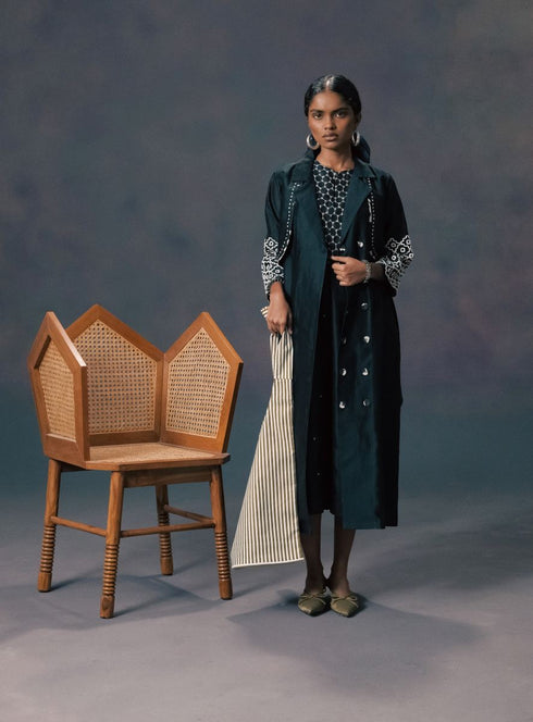 Resonance indigo jacket with jumpsuit