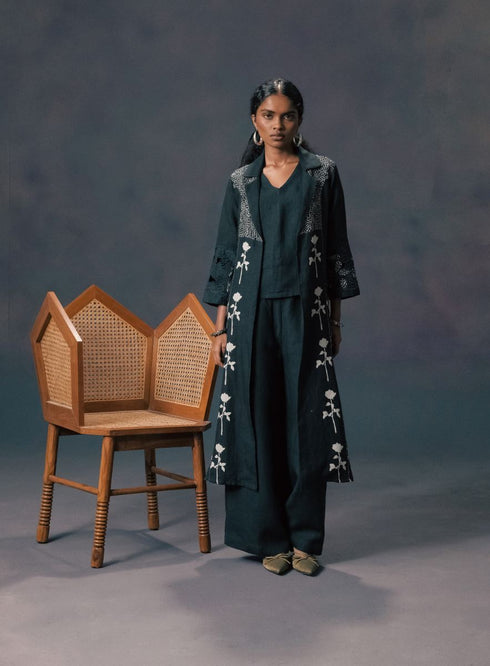 Resonance indigo jacket with top and pants