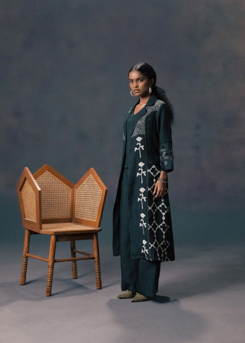 Resonance indigo jacket with top and pants