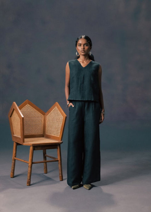 Resonance indigo jacket with top and pants