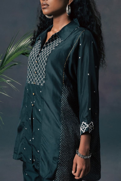 Resonance indigo shirt with straight pants