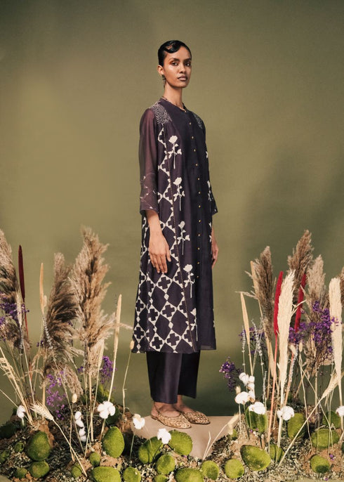 Resonance lavender front open tunic with pants