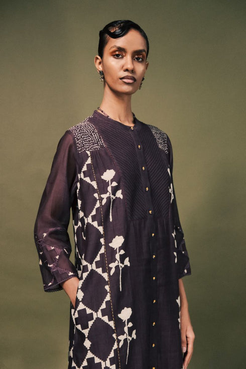 Resonance lavender front open tunic with pants