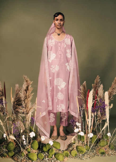 Resonance lilac discharge print tunic set