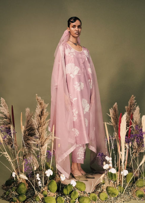 Resonance lilac discharge print tunic set