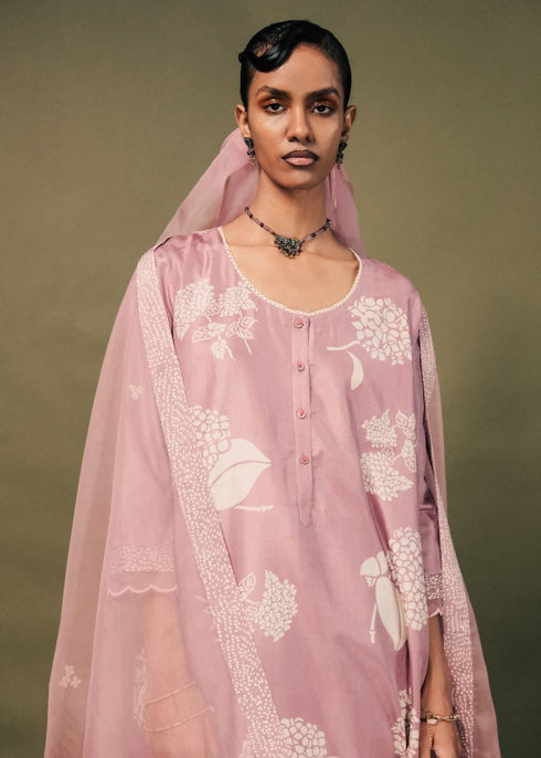 Resonance lilac discharge print tunic set