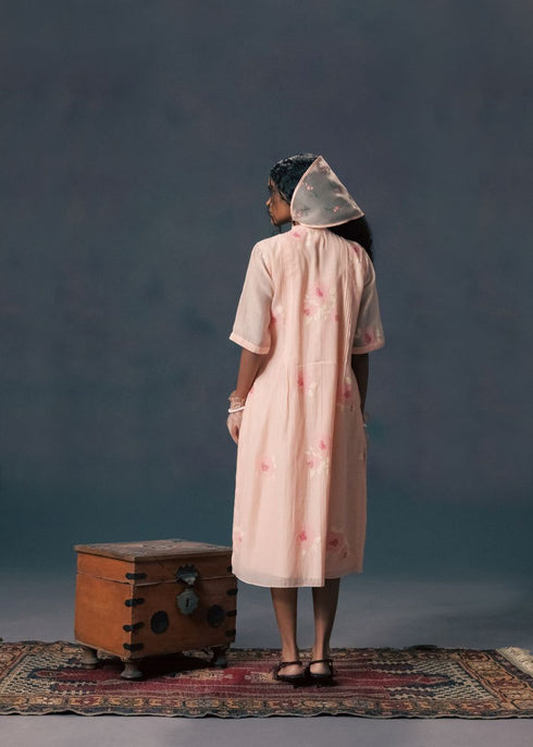 Resonance old rose front pleated dress