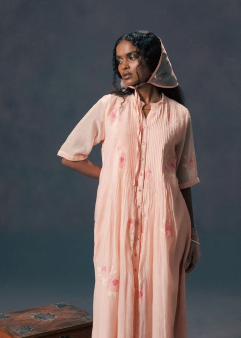 Resonance old rose front pleated dress