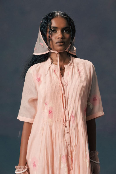 Resonance old rose front pleated dress