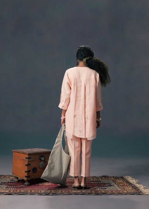 Resonance old rose double layer shirt with pants