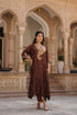 Riwayat brown and light pink kaftan set