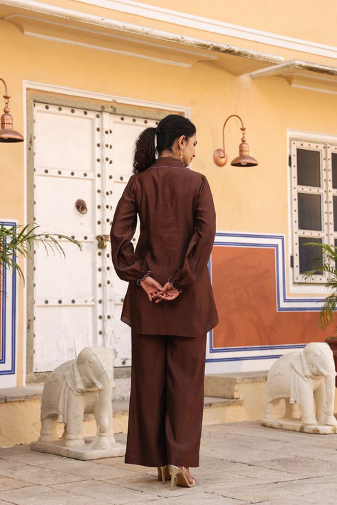 Riwayat brown pintuck co-ord set