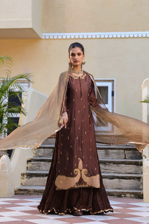 Riwayat brown straight kurta set
