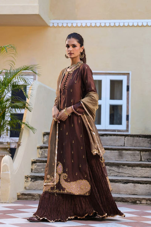 Riwayat brown straight kurta set