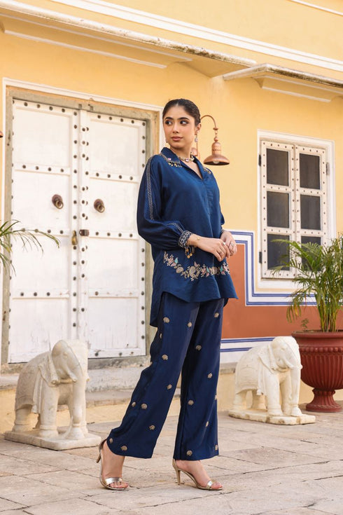 Riwayat dark blue co-ord set