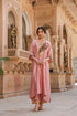 Riwayat light pink and wine kaftan set